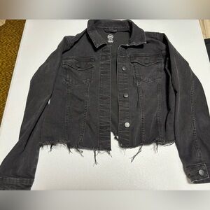 Cropped black jean jacket